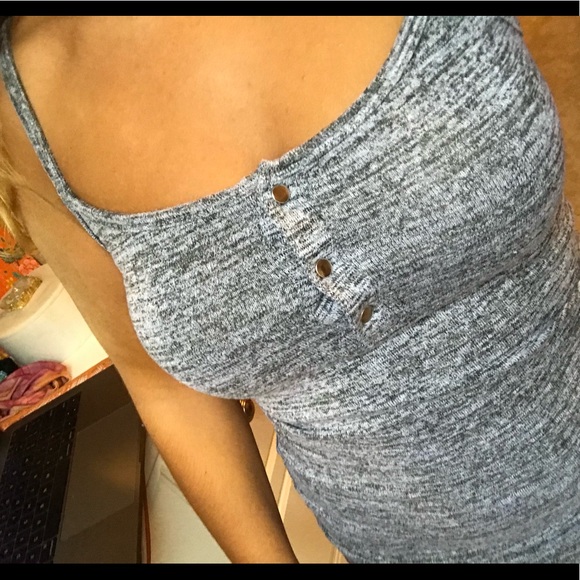 Heather grey, skin tight, button front dress! - Picture 5 of 5